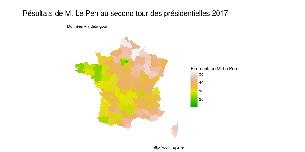 Votes pour Marine Le Pen au second tour